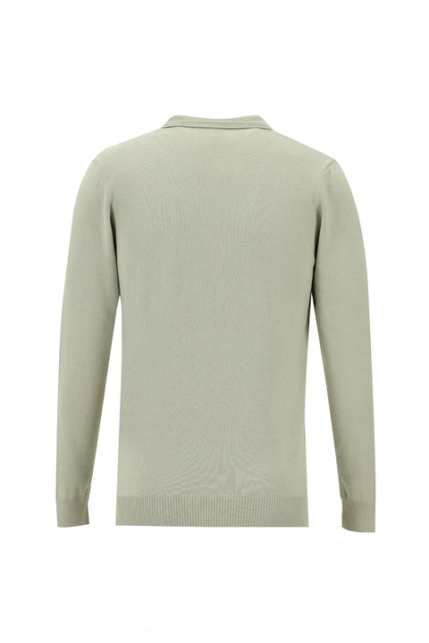 Stone Collar Regular Fit Cotton Knit Sweater