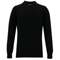 Black Polo Collar Slim Fit Knit Sweater