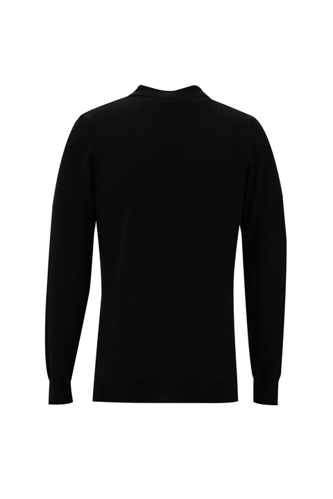 Black Polo Collar Slim Fit Knit Sweater