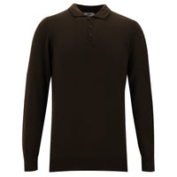 Dark Brown Polo Collar Slim Fit Knit Sweater