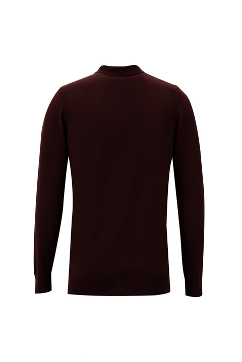 Koyu Bordo Polo Yaka Slim Fit Triko Kazak