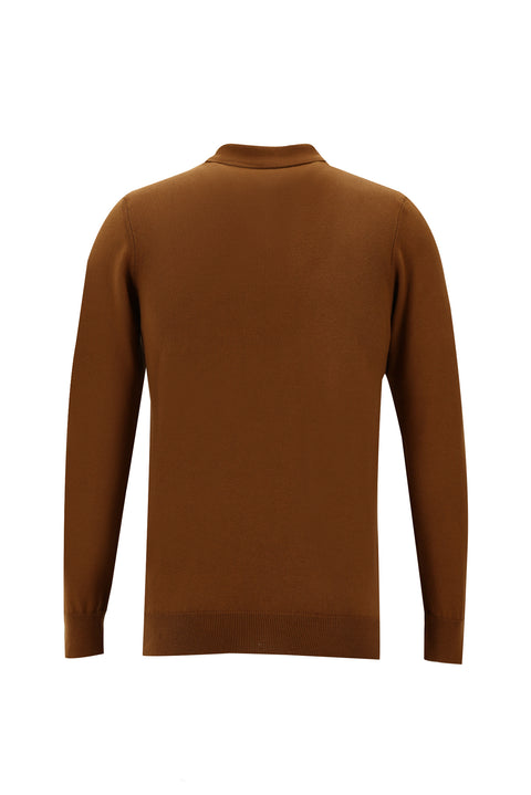 Cinnamon Polo Collar Slim Fit Knit Sweater