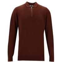 Terracotta Polo Collar Slim Fit Knit Sweater