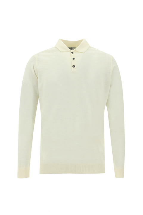 Off-White Polo Collar Regular Fit Knitted Sweater