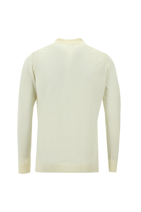 Off-White Polo Collar Regular Fit Knitted Sweater