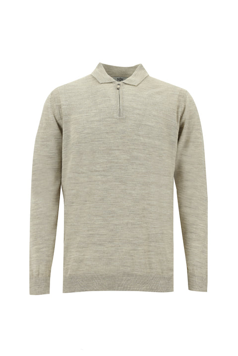 Stone Collar Regular Fit Zip-Up Wool Knit Sweater