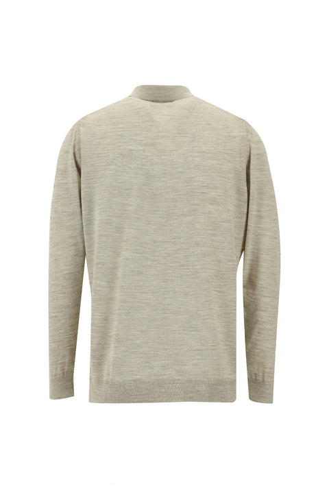 Stone Collar Regular Fit Zip-Up Wool Knit Sweater