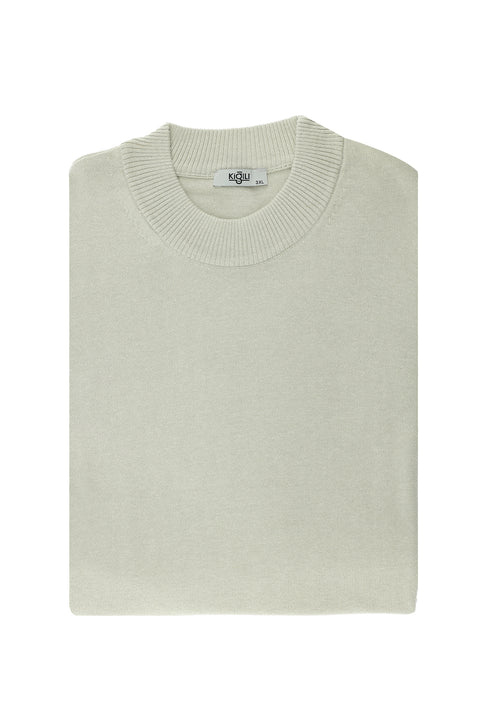 Stone Plus Size Half Turtleneck Cotton Knit Sweater