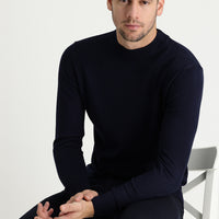 Dark Navy Semi-Turtleneck Regular Fit Knitted Sweater