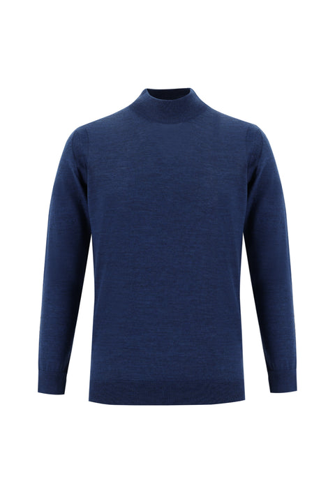 Dark Petrol Half Turtleneck Regular Fit Knit Sweater