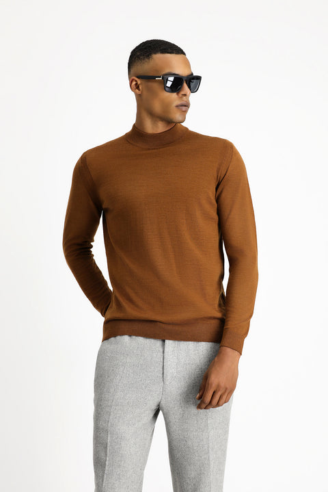 Cinnamon Half Turtleneck Regular Fit Knit Sweater