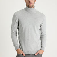 Light Grey Melange Turtleneck Regular Fit Knitted Sweater