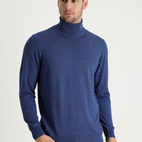 İndigo Melanj Balıkçı Yaka Regular Fit Triko Kazak