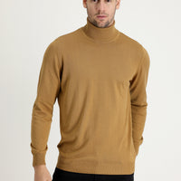 Camel Turtleneck Regular Fit Knit Sweater