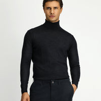 Medium Anthracite Turtleneck Regular Fit Wool Knit Sweater
