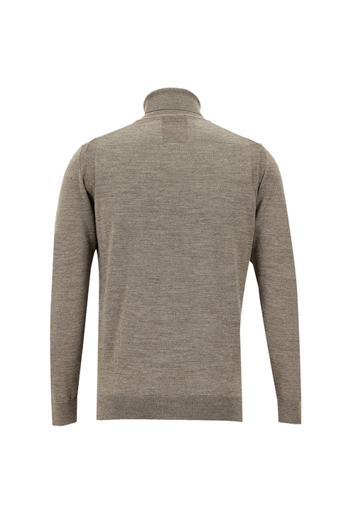 Medium Mink Turtleneck Regular Fit Wool Knit Sweater
