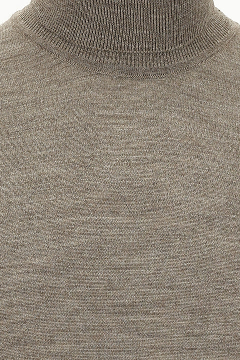 Medium Mink Turtleneck Regular Fit Wool Knit Sweater