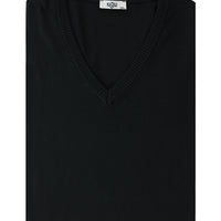 Black Plus Size V-Neck Regular Fit Cotton Knit Sweater