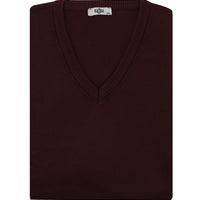 Dark Burgundy Plus Size V-Neck Regular Fit Cotton Knit Sweater
