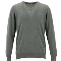 Medium Gray Melange V-Neck Regular Fit Knitwear Sweater