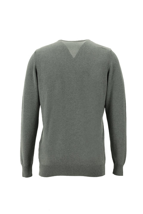 Medium Gray Melange V-Neck Regular Fit Knitwear Sweater