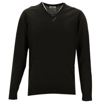 Dark Brown V-Neck Regular Fit Wool Knit Sweater