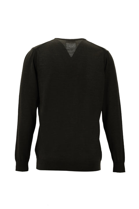 Dark Brown V-Neck Regular Fit Wool Knit Sweater