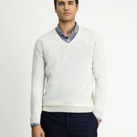Off-White V-Neck Regular Fit Wool Knit Sweater