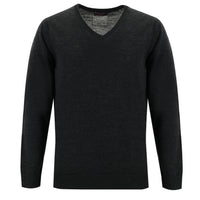 Medium Anthracite V-Neck Regular Fit Wool Knit Sweater