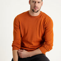 Medium Orange Crew Neck Regular Fit Knitted Sweater