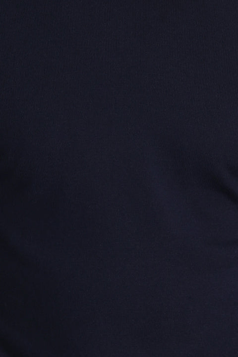 Dark Navy Crew Neck Regular Fit Cotton Knit Sweater