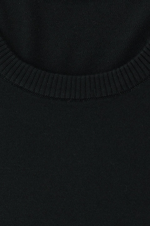 Black Plus Size Crew Neck Regular Fit Knitted Sweater