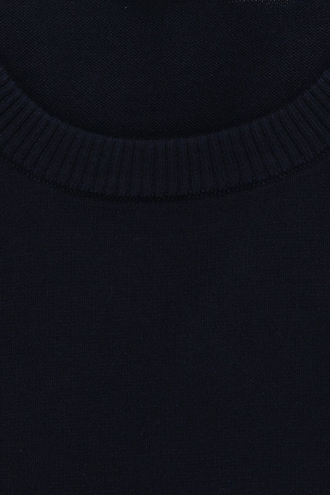 Dark Navy Plus Size Crew Neck Regular Fit Cotton Knit Sweater
