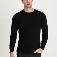 Siyah Bisiklet Yaka Regular Fit Triko Kazak