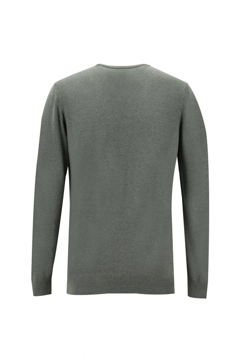 Medium Grey Melange Crew Neck Regular Fit Knit Sweater