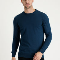 Orta Petrol Bisiklet Yaka Regular Fit Triko Kazak