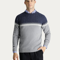 Medium Grey Crew Neck Slim Fit Knitted Sweater