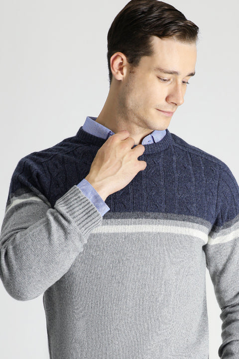 Medium Grey Crew Neck Slim Fit Knitted Sweater