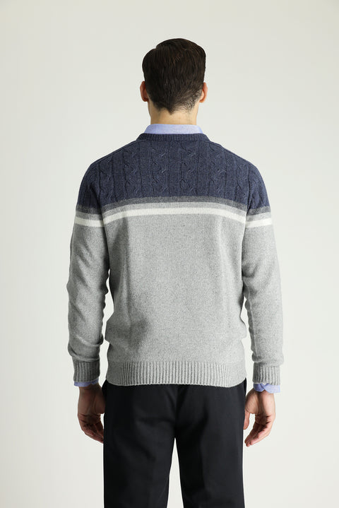 Medium Grey Crew Neck Slim Fit Knitted Sweater