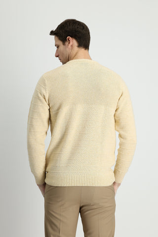  Taş Bisiklet Yaka Slim Fit Dar Kesim Desenli Triko Kazak