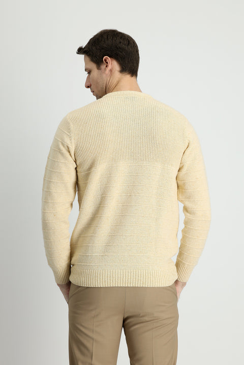 Stone Crew Neck Slim Fit Narrow Cut Patterned Knit Sweater