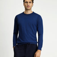 Dark Petrol Crew Neck Regular Fit Wool Knit Sweater