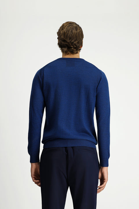 Dark Petrol Crew Neck Regular Fit Wool Knit Sweater