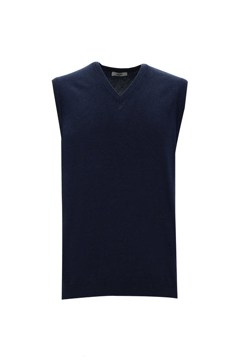 Medium Navy Melange V-neck Sweater Knit