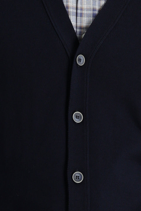 Dark Navy Regular Fit Cotton Knit Cardigan