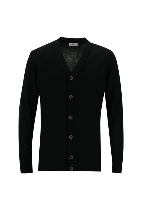 Siyah Regular Fit Triko Hırka
