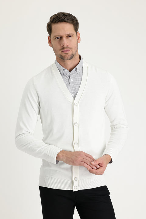 Off-white Regular Fit Knitted Cardigan