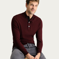 Dark Burgundy Semi-Turtleneck Slim Fit Narrow Cut Zip-Up Patterned Cotton Knit Sweater