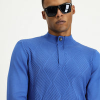 Koyu Mavi  Polo Yaka Slim Fit Triko Kazak