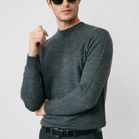 Medium Gray Semi-Turtleneck Slim Fit Patterned Seamless Knit Sweater